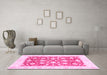 Machine Washable Oriental Pink Traditional Rug in a Living Room, wshabs3432pnk