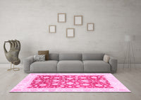 Machine Washable Oriental Pink Traditional Rug, wshabs3432pnk