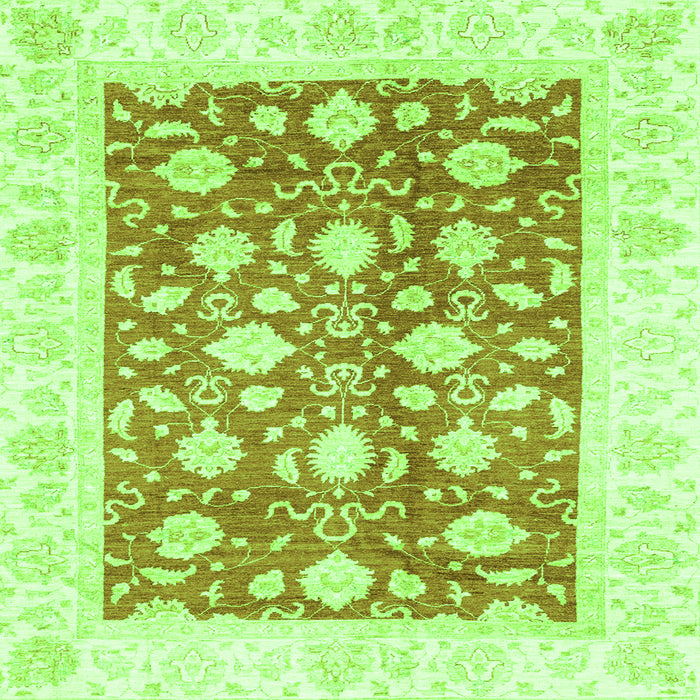 Square Machine Washable Oriental Green Traditional Area Rugs, wshabs3432grn