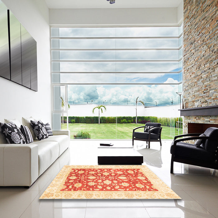 Square Machine Washable Abstract Sun Yellow Rug in a Living Room, wshabs3432