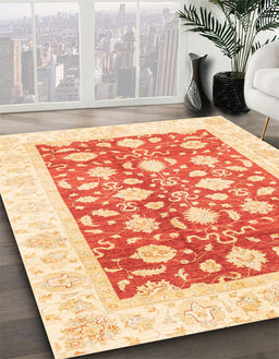 Abstract Sun Yellow Oriental Rug in Family Room, abs3432