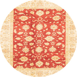 Round Abstract Sun Yellow Oriental Rug, abs3432