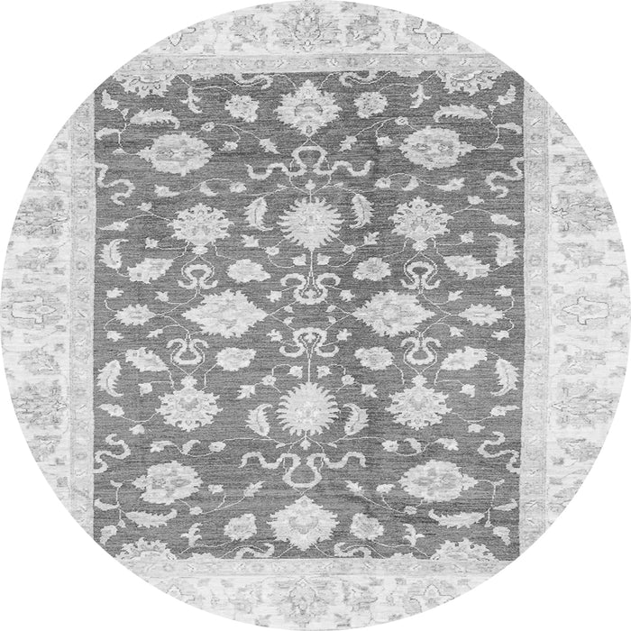 Round Machine Washable Oriental Gray Traditional Rug, wshabs3432gry