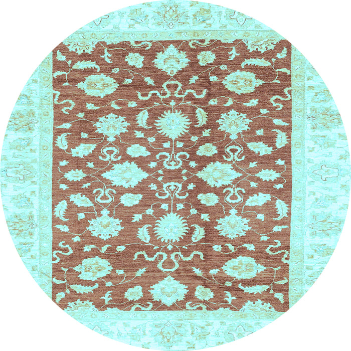 Round Oriental Light Blue Traditional Rug, abs3432lblu