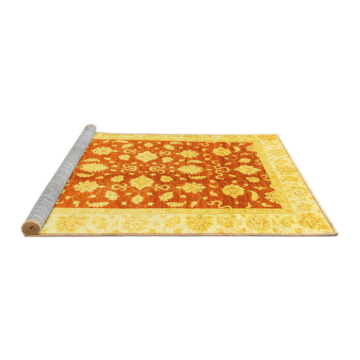 Sideview of Machine Washable Oriental Yellow Traditional Rug, wshabs3432yw