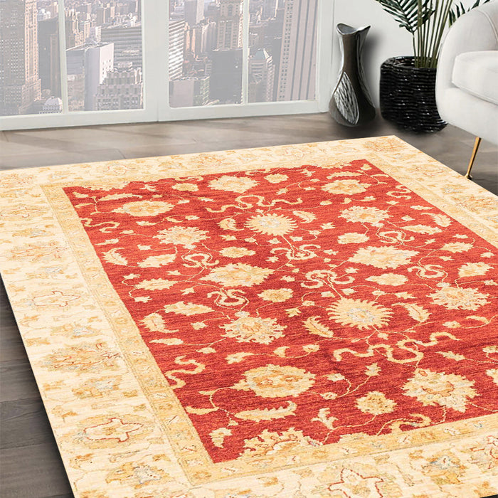 Machine Washable Abstract Sun Yellow Rug in a Family Room, wshabs3432