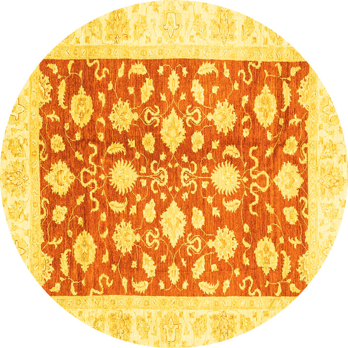 Round Oriental Yellow Traditional Rug, abs3432yw