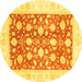 Round Oriental Yellow Traditional Rug, abs3432yw