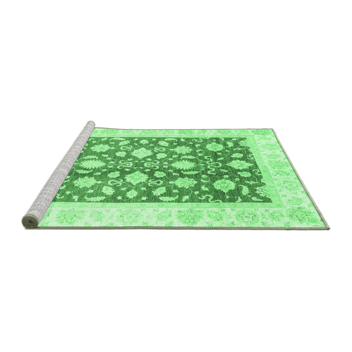 Sideview of Machine Washable Oriental Emerald Green Traditional Area Rugs, wshabs3432emgrn