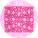 Round Machine Washable Oriental Pink Traditional Rug, wshabs3432pnk