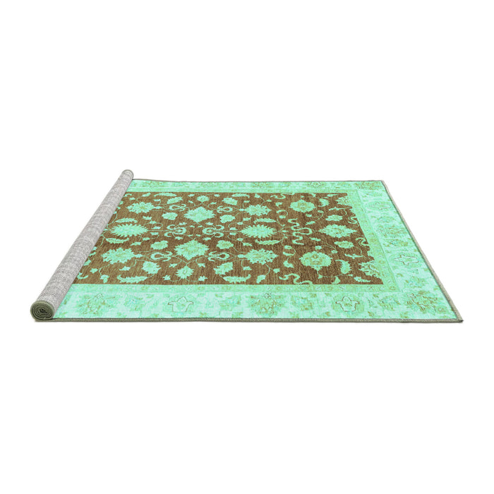 Sideview of Machine Washable Oriental Turquoise Traditional Area Rugs, wshabs3432turq