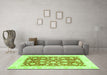 Machine Washable Oriental Green Traditional Area Rugs in a Living Room,, wshabs3432grn