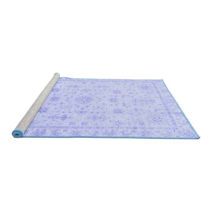 Sideview of Machine Washable Oriental Blue Traditional Rug, wshabs3433blu