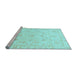 Sideview of Machine Washable Oriental Light Blue Traditional Rug, wshabs3433lblu