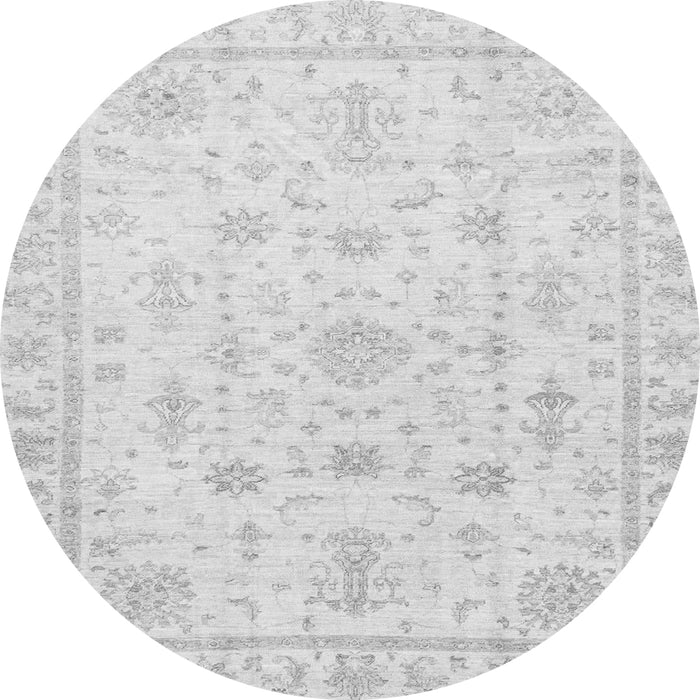 Round Machine Washable Oriental Gray Traditional Rug, wshabs3433gry