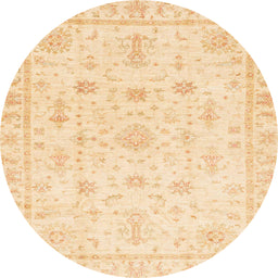 Round Abstract Sun Yellow Oriental Rug, abs3433
