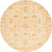 Round Abstract Sun Yellow Oriental Rug, abs3433