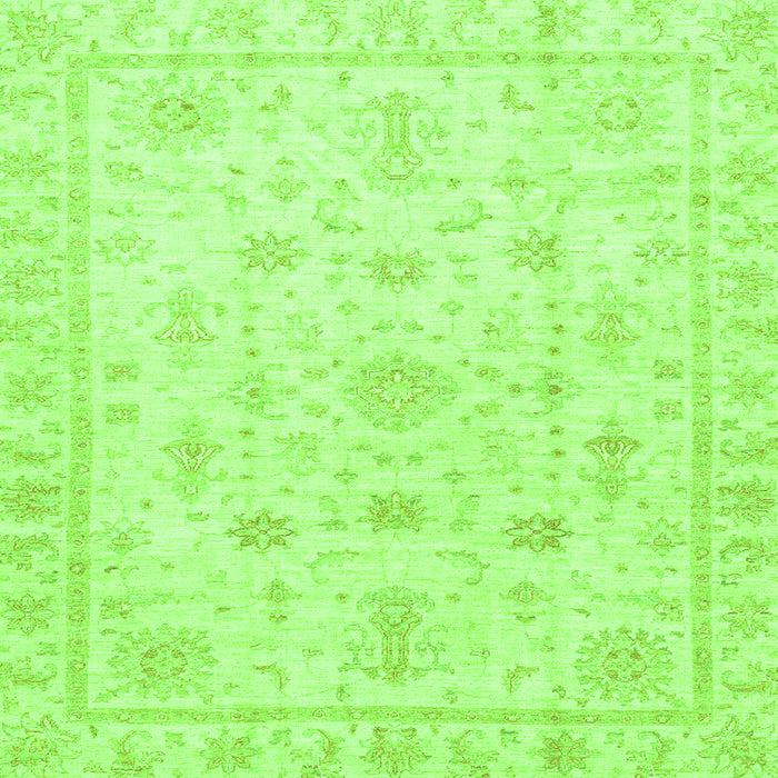Square Machine Washable Oriental Green Traditional Area Rugs, wshabs3433grn