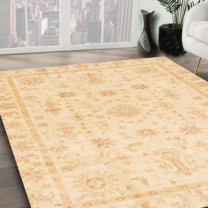 Machine Washable Abstract Sun Yellow Rug in a Family Room, wshabs3433