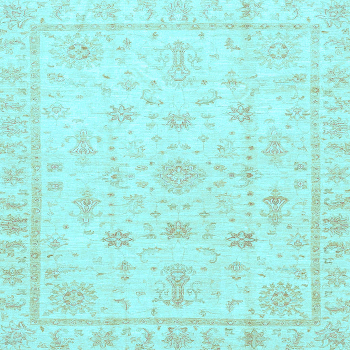 Square Machine Washable Oriental Light Blue Traditional Rug, wshabs3433lblu