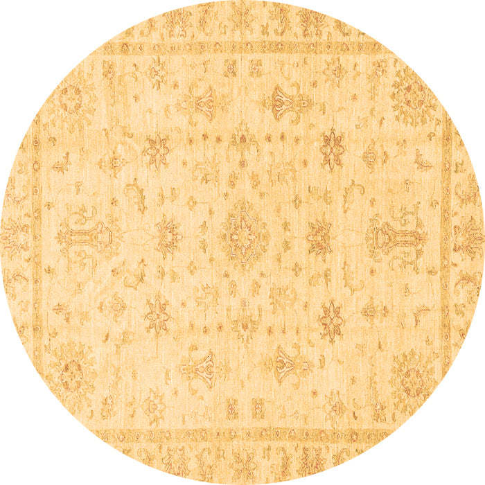 Round Oriental Brown Traditional Rug, abs3433brn
