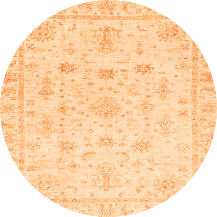 Round Oriental Orange Traditional Rug, abs3433org