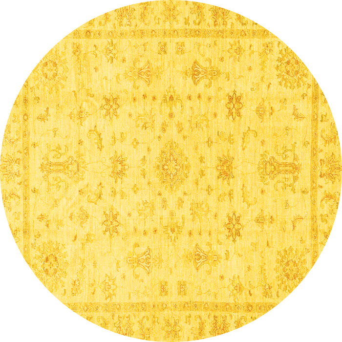 Round Oriental Yellow Traditional Rug, abs3433yw