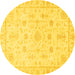 Round Oriental Yellow Traditional Rug, abs3433yw