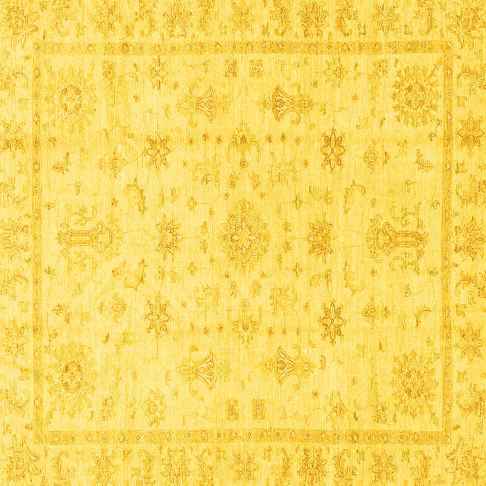 Square Machine Washable Oriental Yellow Traditional Rug, wshabs3433yw