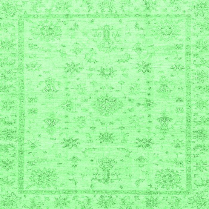 Square Machine Washable Oriental Emerald Green Traditional Area Rugs, wshabs3433emgrn
