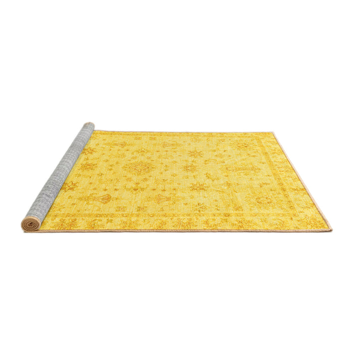 Sideview of Machine Washable Oriental Yellow Traditional Rug, wshabs3433yw