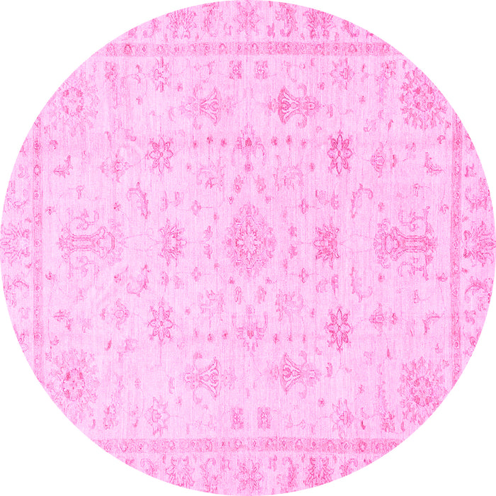 Round Oriental Pink Traditional Rug, abs3433pnk