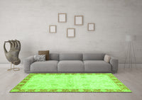 Machine Washable Abstract Green Modern Rug, wshabs3434grn