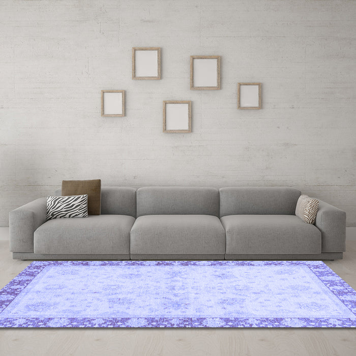 Machine Washable Abstract Blue Modern Rug in a Living Room, wshabs3434blu
