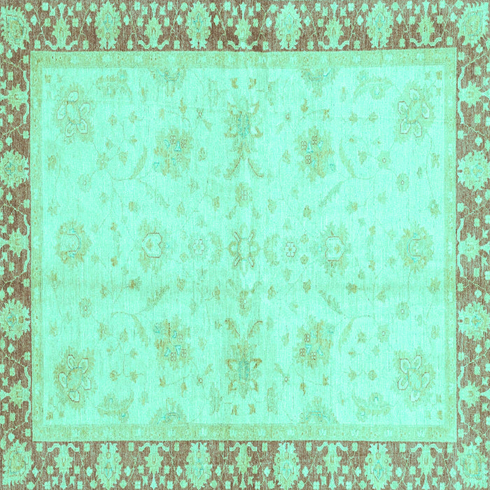 Square Machine Washable Abstract Turquoise Modern Area Rugs, wshabs3434turq