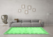 Machine Washable Abstract Emerald Green Modern Area Rugs in a Living Room,, wshabs3434emgrn