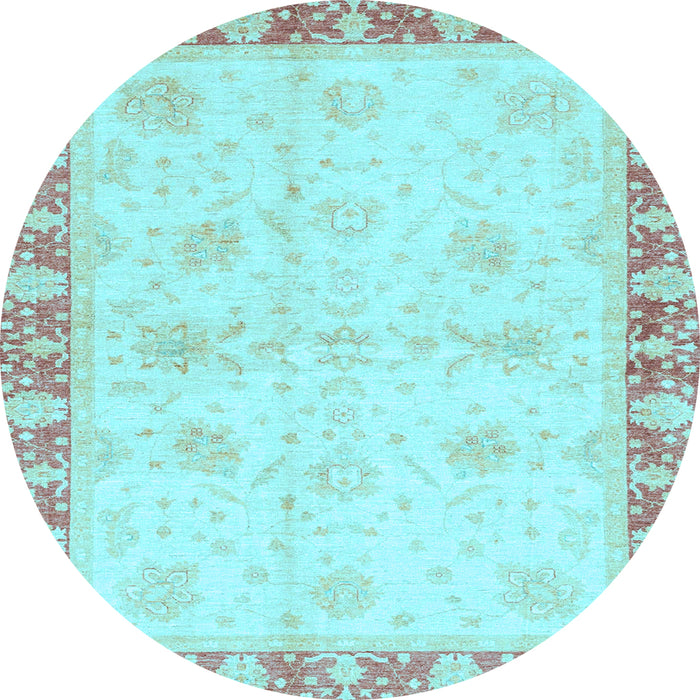 Round Abstract Light Blue Modern Rug, abs3434lblu