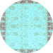 Round Abstract Light Blue Modern Rug, abs3434lblu