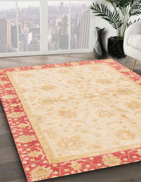 Abstract Khaki Gold Modern Rug, abs3434