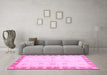 Machine Washable Abstract Pink Modern Rug in a Living Room, wshabs3434pnk