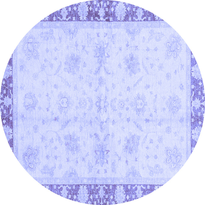 Round Machine Washable Abstract Blue Modern Rug, wshabs3434blu