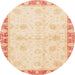 Round Machine Washable Abstract Khaki Gold Rug, wshabs3434