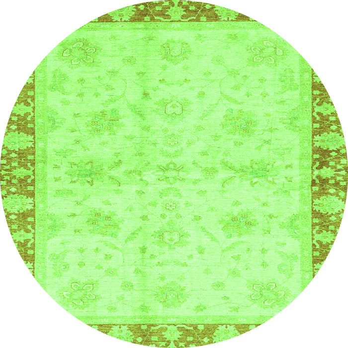 Round Machine Washable Abstract Green Modern Area Rugs, wshabs3434grn