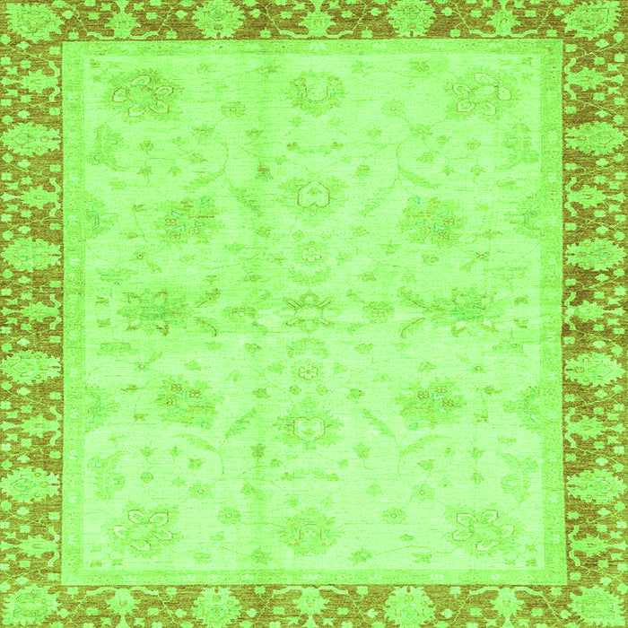 Square Machine Washable Abstract Green Modern Area Rugs, wshabs3434grn