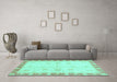 Machine Washable Abstract Turquoise Modern Area Rugs in a Living Room,, wshabs3434turq