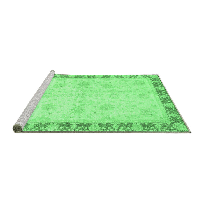Sideview of Machine Washable Abstract Emerald Green Modern Area Rugs, wshabs3434emgrn