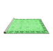 Sideview of Machine Washable Abstract Emerald Green Modern Area Rugs, wshabs3434emgrn