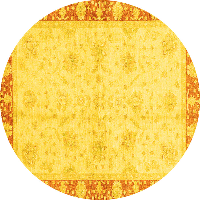 Round Abstract Yellow Modern Rug, abs3434yw