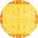 Round Abstract Yellow Modern Rug, abs3434yw