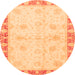 Round Abstract Orange Modern Rug, abs3434org